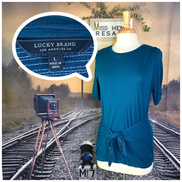Lucky Brand Tops - LUCKY BRAND BLUE TEAL FLATTERING FLOPPY BOW BLOUSE